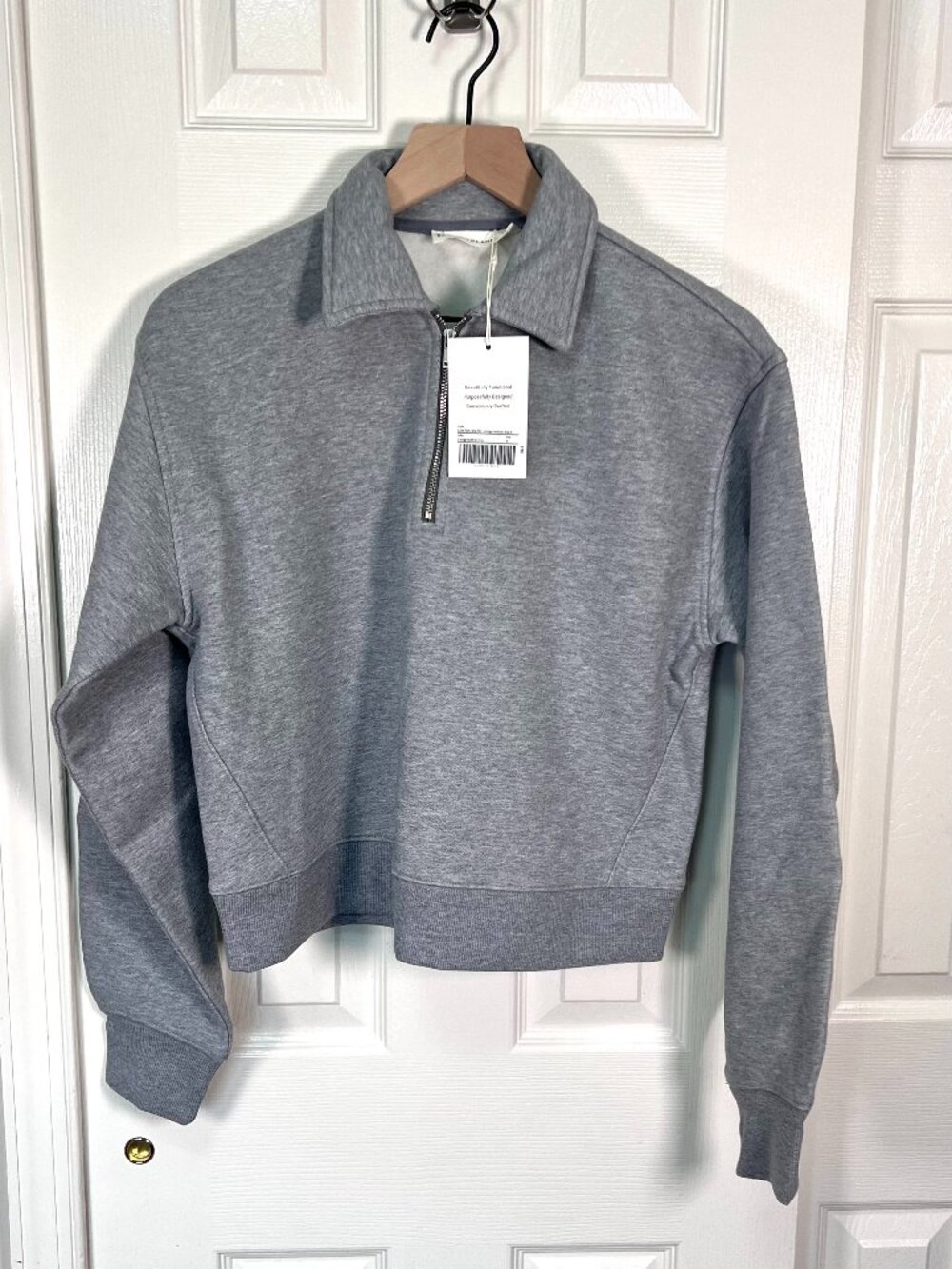Everlane Boxy Half Zip Fleece Lined Hoodie Gray Size Med NWT